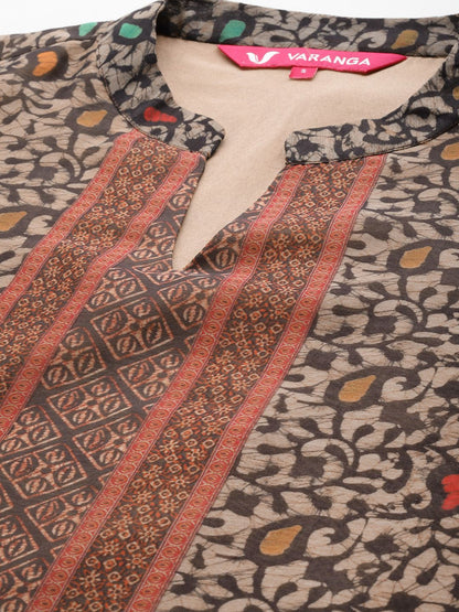 Dhiyona VA Women's Paisley Printed Regular Chanderi Silk Kurta with Trousers & Dupatta