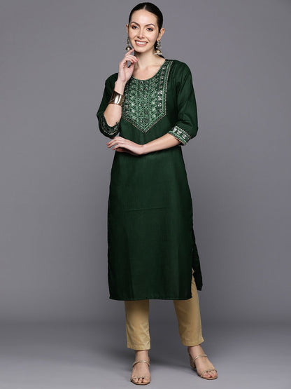 Dhiyona IE Ethnic Motifs Embroidered Sequinned Detail Straight Kurta