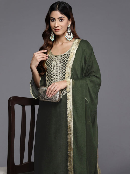 Dhiyona VA Women'sEthnic Motifs Yoke Design Kurta with Palazzos & Dupatta
