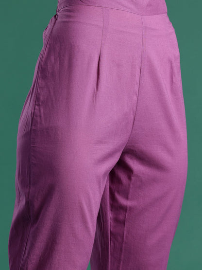 Dhiyona IE Floral Embroidered Pure Cotton Kurta with Trousers