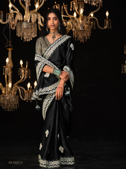 Dhiyona KM Women Midnight Majesty “ Black Silk Saree