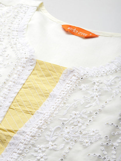 Floral Embroidered Sequinned Kurta With Trousers & Dupatta