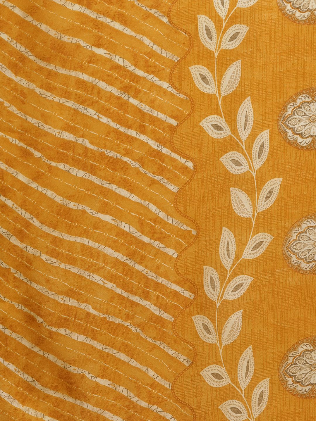 Dhiyona IE Women Floral Yoke Design Regular Pure Cotton Kurta with Trousers & With Dupatta