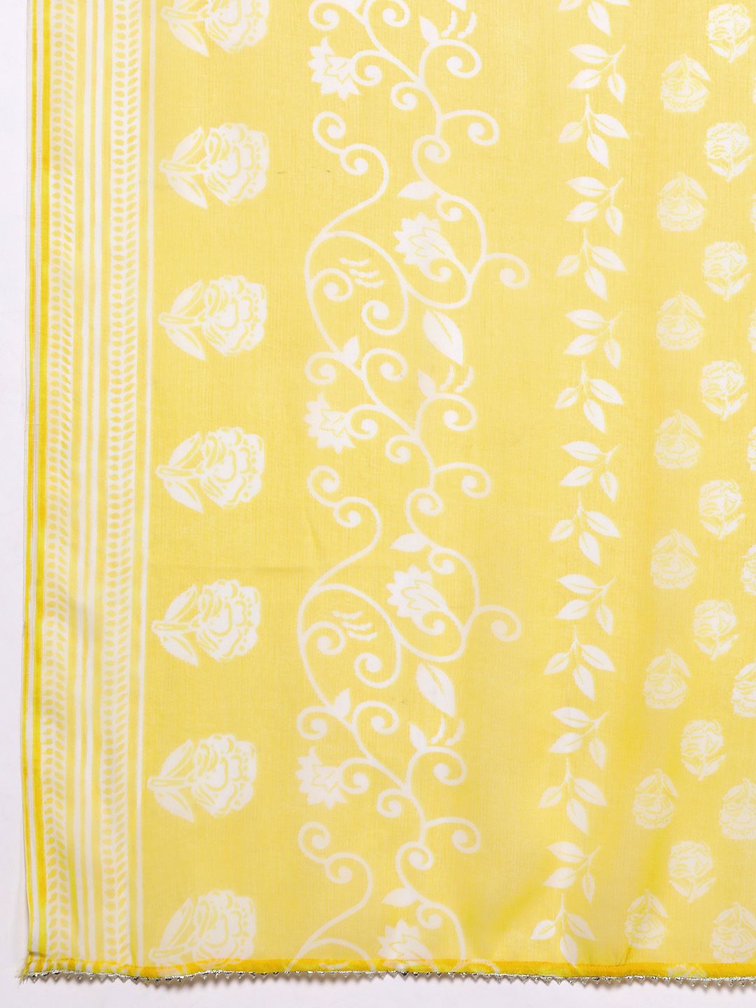 Dhiyona IE Floral Printed Regular Sequinned Pure Cotton Kurta With Trousers & Dupatta