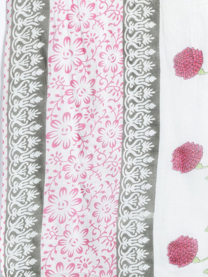 Dhiyona IE Floral Printed Empire Pure Cotton Kurta with Trousers & With Dupatta