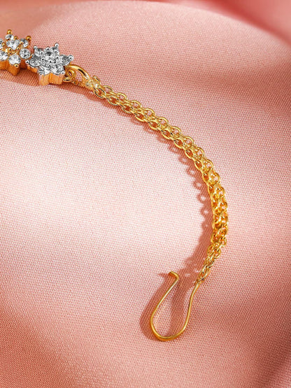 Dhiyona RJ Women's 22K Gold-Plated Cubic Zirconia Studded Maang Tikka Head Jewellery