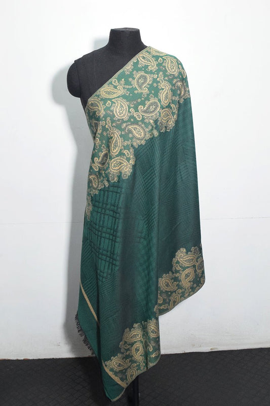 Green Pashmina Woven Jacquard Shawl