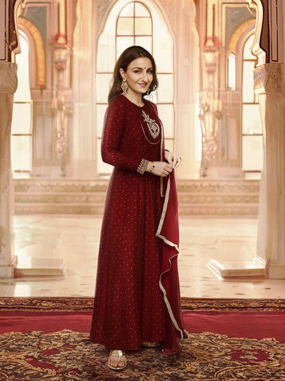 Dhiyona PD Women Embroidered Anarkali Jashn Kurta with Palazzos & Dupatta