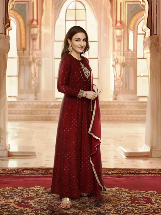 Dhiyona PD Women Embroidered Anarkali Jashn Kurta with Palazzos & Dupatta