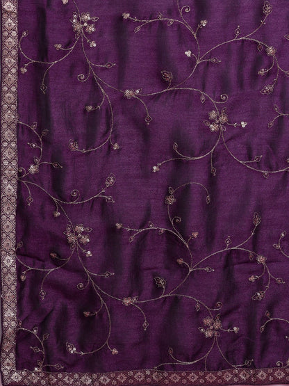 Dhiyona IE Floral Embroidered Sequinned Kurta With Trousers & Dupatta