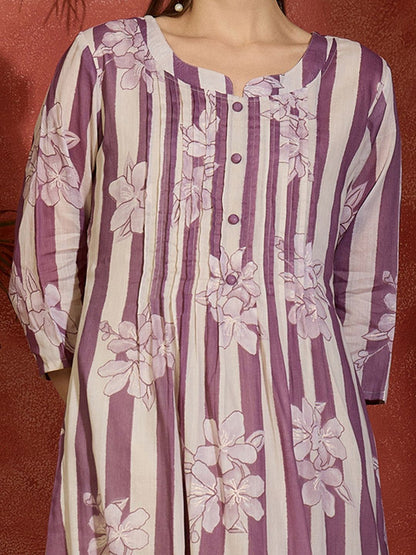 Women Floral Printed Regular Pure Cotton Kurta with Trousers