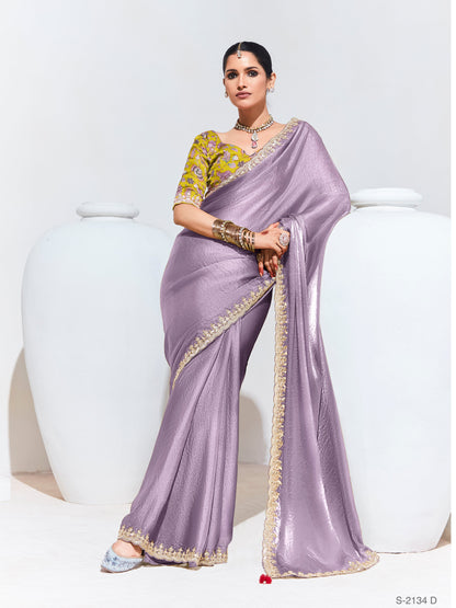 Dhiyona KM Women Purple Elegance “ Pure Silk Saree With Crushed Texture