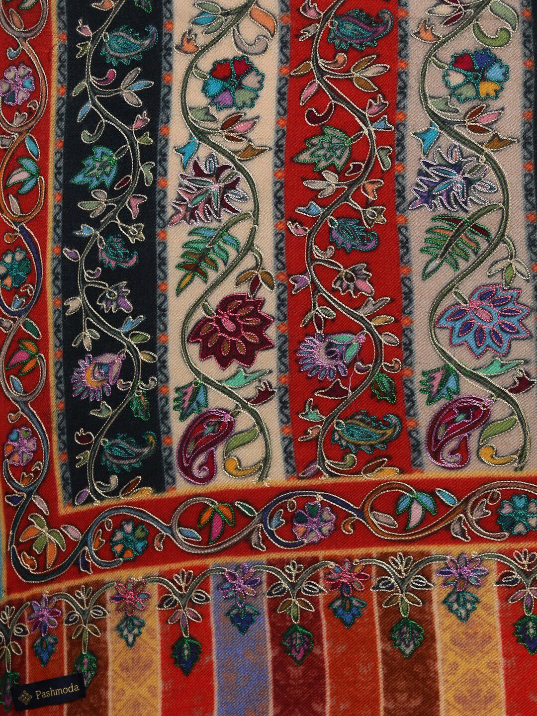Dhiyona PA Women Multicoloured Embroidered Woolen Shawl