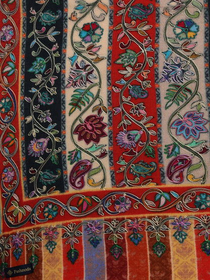 Dhiyona PA Women Multicoloured Embroidered Woolen Shawl