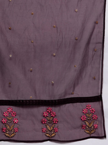 Floral Embroidered Regular Kurta with Trousers & Dupatta