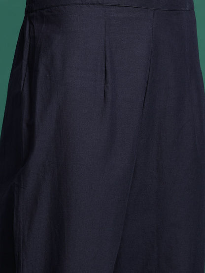 Paisley Printed Thread Work Pure Cotton Kurta With Trousers & Dupatta