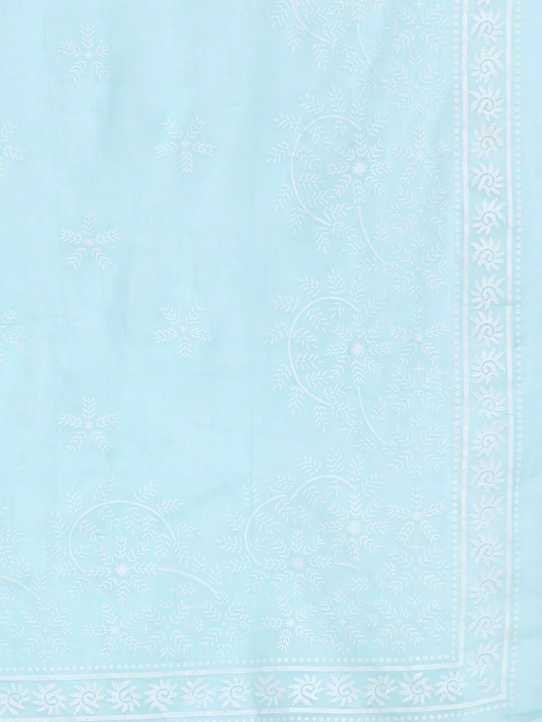 Dhiyona IE Women Turquoise Blue Floral Embroidered Mirror Work Chanderi Silk Kurta with Trousers & With