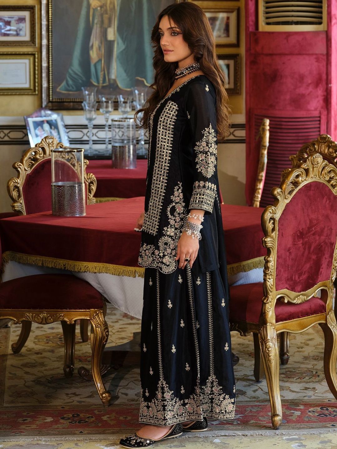 Women Ethnic Motifs Embroidered Thread Work Kurta with Palazzos & Dupatta