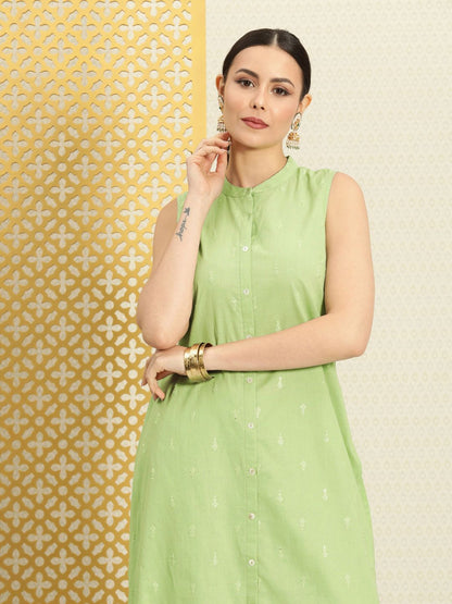 Dhiyona PD Women Women Jashn Embroidered Sequinned Pure Cotton Kurta with Trousers