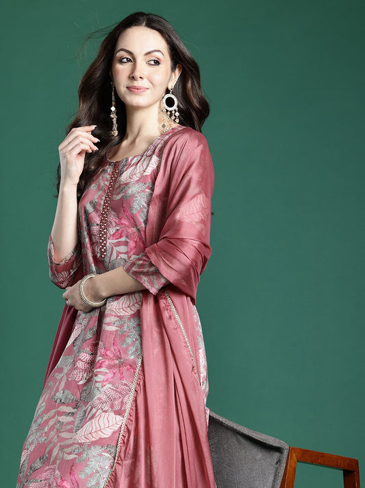 Dhiyona IE Floral Printed Kurta with Trousers & Dupatta