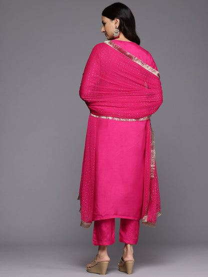 Dhiyona VA Women's Ethnic Motifs Zardozi Embroidered Kurta Trousers, and Dupatta