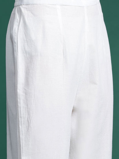 Floral Printed Sequinned Pure Cotton Kurta With Trousers & Dupatta