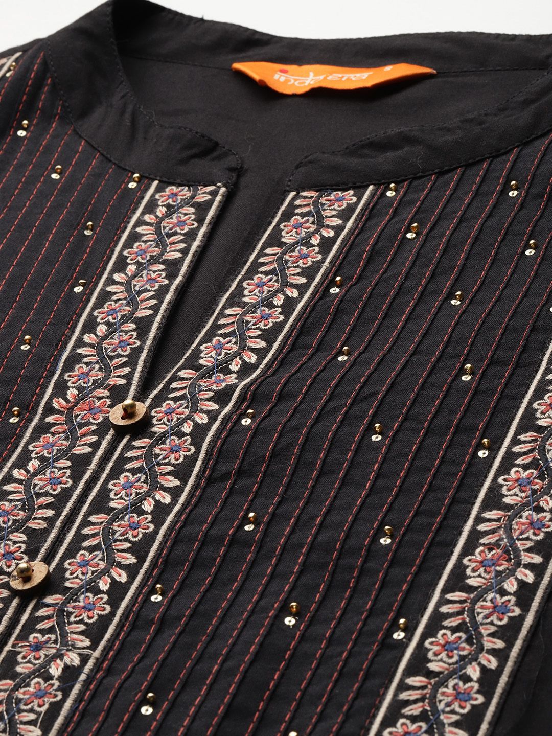 Dhiyona IE Floral Embroidered Thread Work Pure Cotton Kurta with Trousers & Dupatta