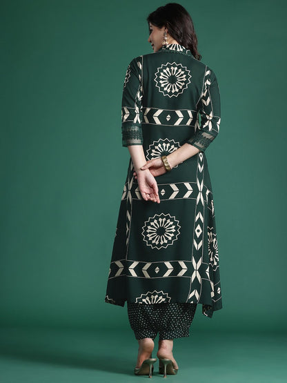 Dhiyona IE Floral Printed Sequinned Kurta with Trousers
