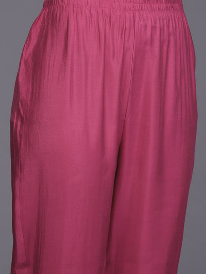 Women Floral Yoke Design Regular Thread Work Kurta with Trousers & With Dupatta