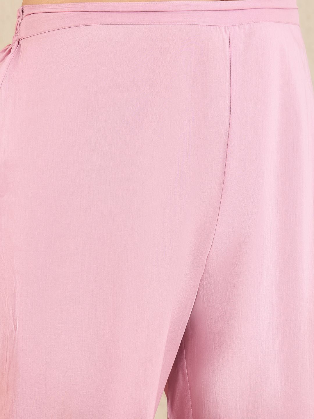 Floral Embroidered Pleated Pure Cotton A-Line Kurta With Trousers & Dupatta