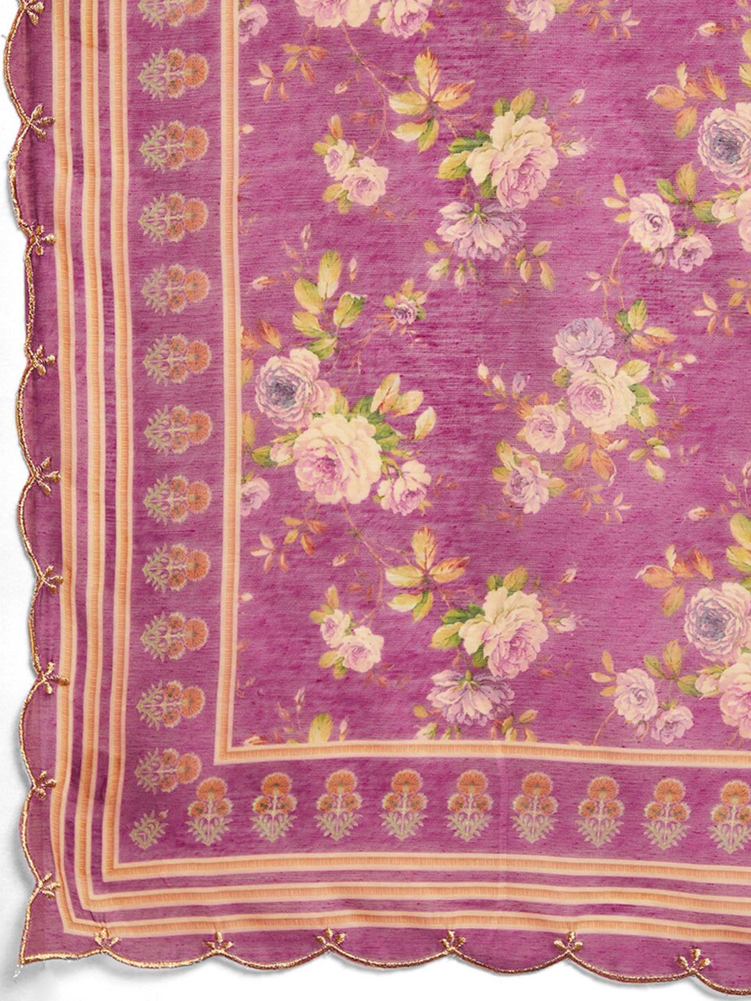 Dhiyona SO Women's Ethnic Motifs Printed Gotta Patti Chanderi Silk Kurta & Trousers With Dupatta