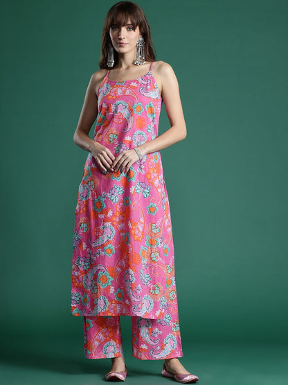 Dhiyona IE Floral Printed Pure Cotton Kurta with Palazzos