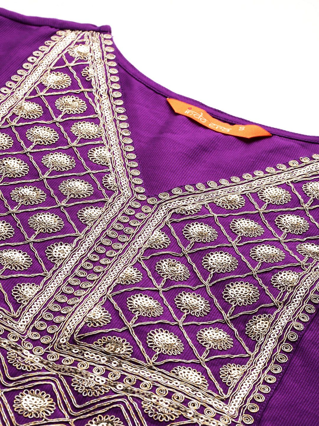 Floral Sequinned Liva Kurta with Trousers & With Dupatta