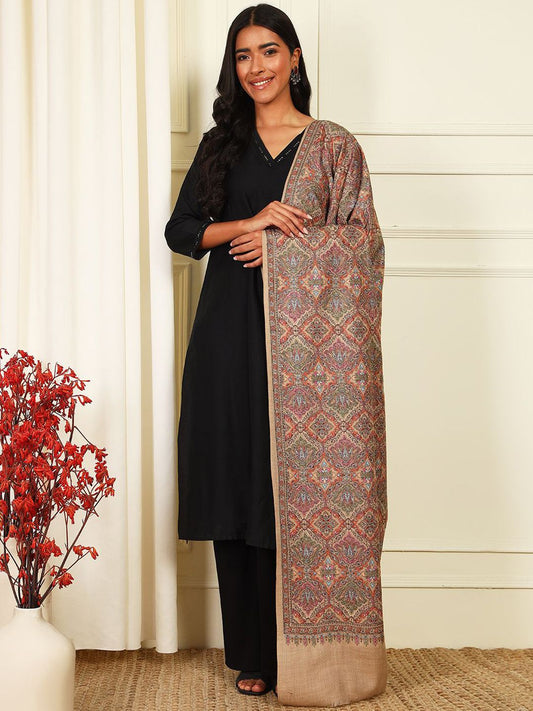 Dhiyona PA Paisley Embroidered Woollen Silk Shawl