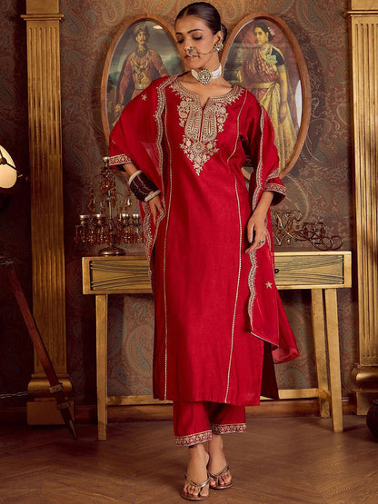 Dhiyona IE Ethnic Motifs Embroidered Kurta With Trousers & Dupatta