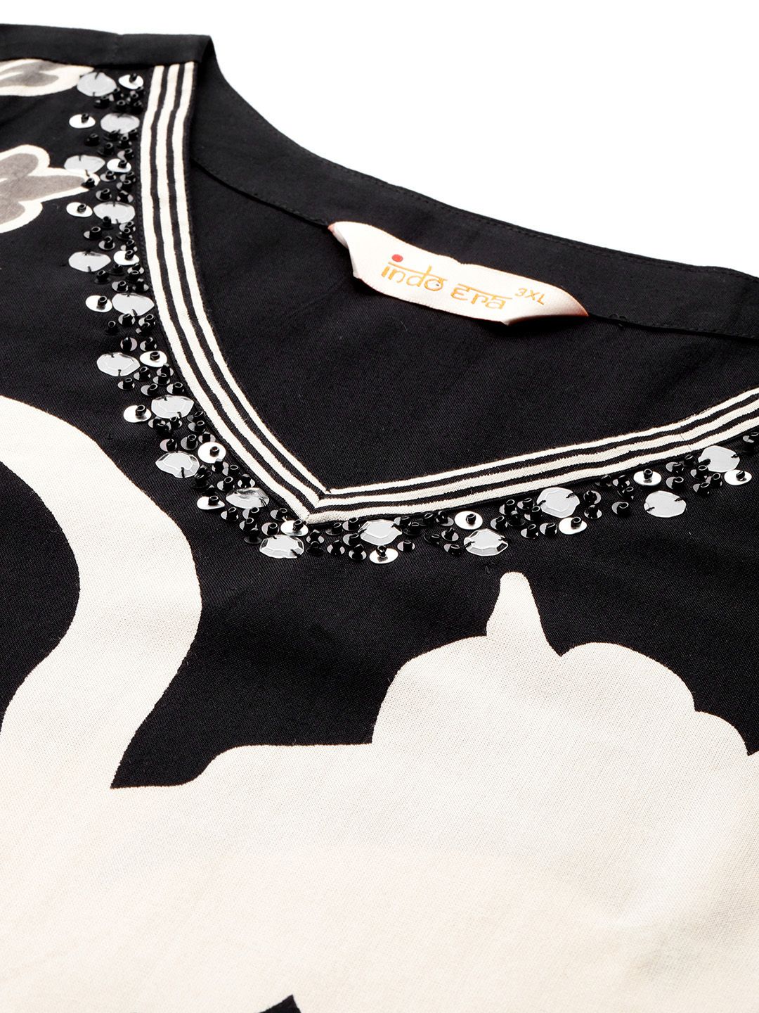 Plus Size Floral Printed Beads & Stones Kurta with Salwar