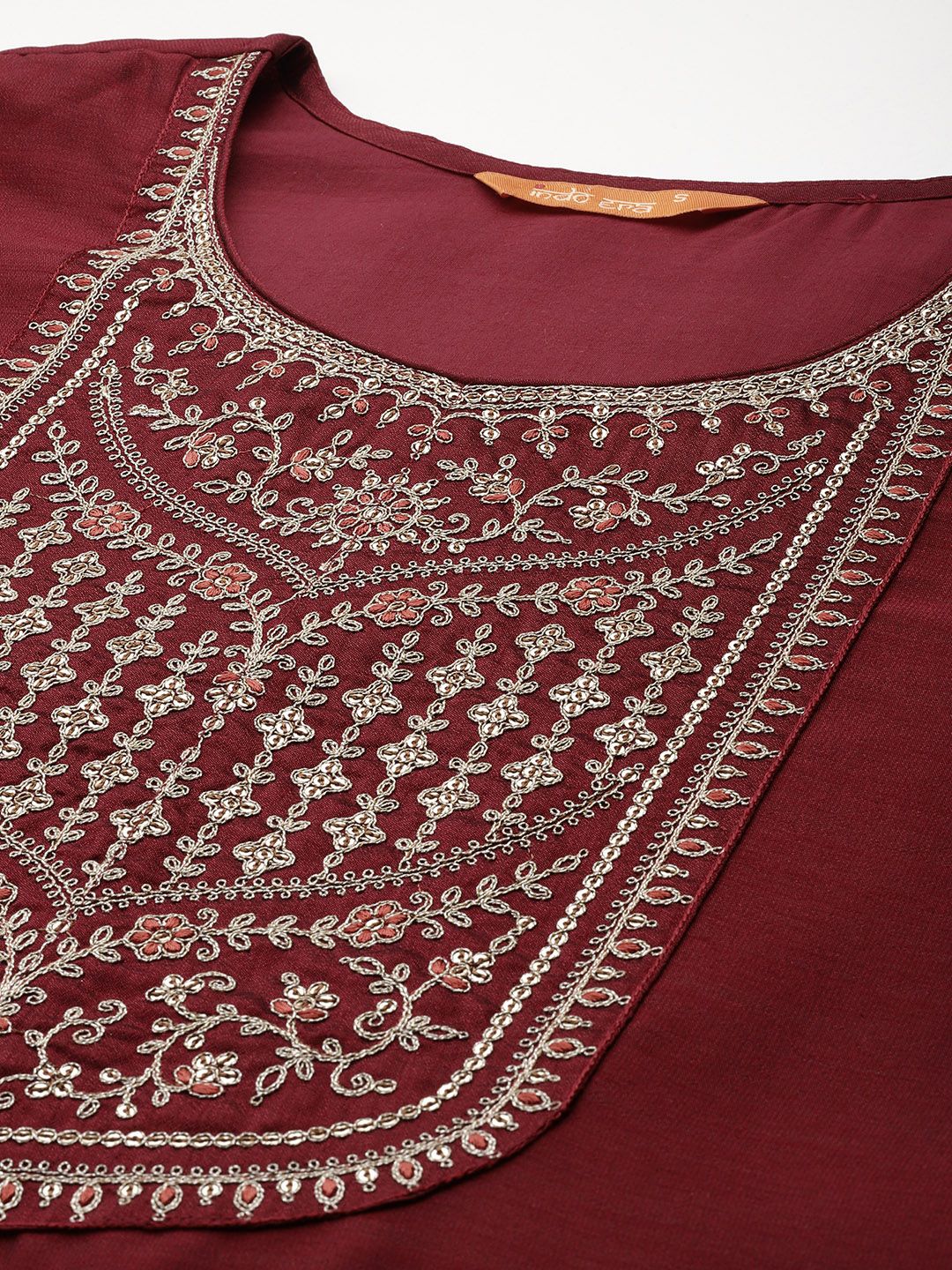 Dhiyona IE Ethnic Motifs Yoke Design Sequinned Kurta with Trousers & Dupatta
