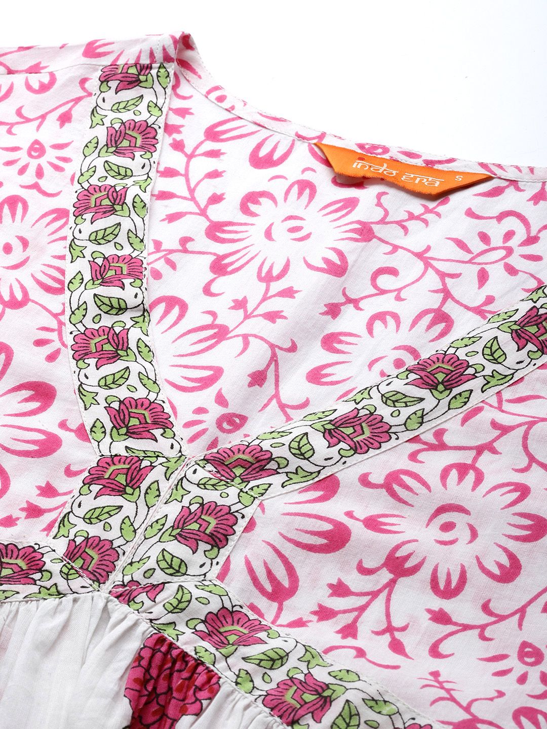 Dhiyona IE Floral Printed Empire Pure Cotton Kurta with Trousers & With Dupatta