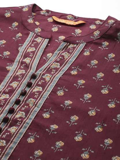 Dhiyona IE Floral Printed Pure Cotton Kurta With Salwar & Dupatta