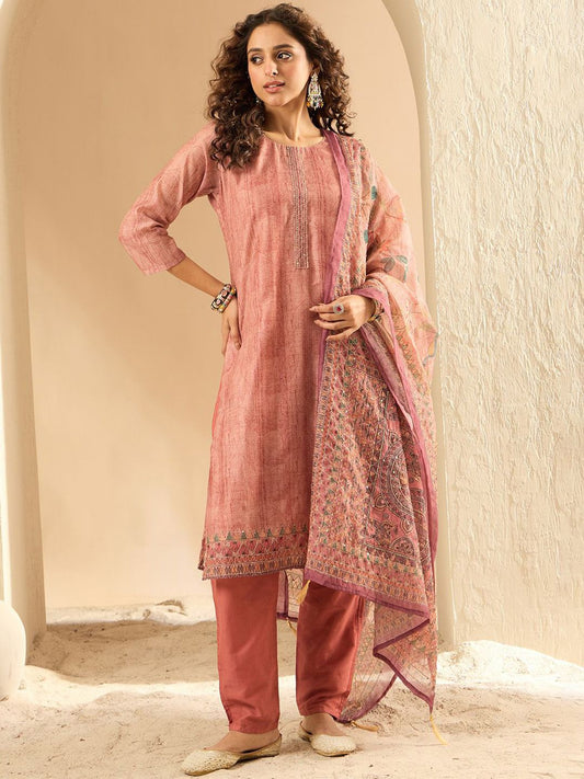 Dhiyona IE Women Embroidered Kurta with Trousers & Dupatta