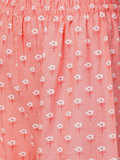 Dhiyona IS Women's Women Pink & Off-White Block Print Kurta with Palazzos