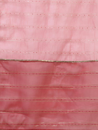 Dhiyona IE Women Pink Ethnic Motifs Embroidered Sequinned Kurta with Palazzos & With Dupatta