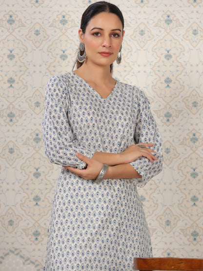 Dhiyona OD  Floral Printed Straight Pure Cotton Kurta
