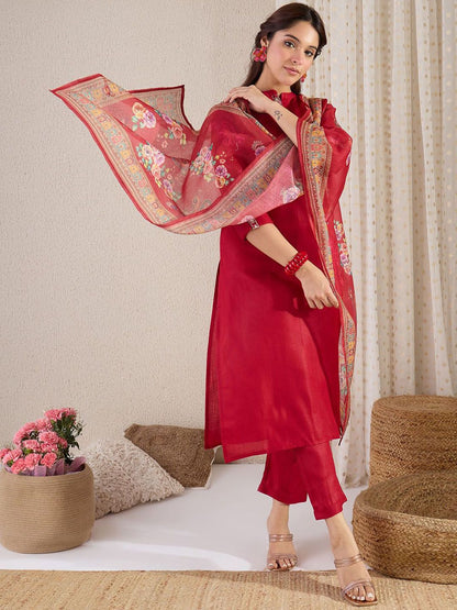 Dhiyona IE Straight Kurta With Trouser & Dupatta