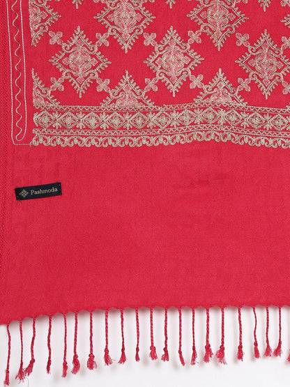 Dhiyona PA Women Pink Embroidered Shawl