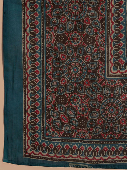 Dhiyona IE Floral Printed Empire Pure Cotton A-Line Kurta with Trousers & Dupatta