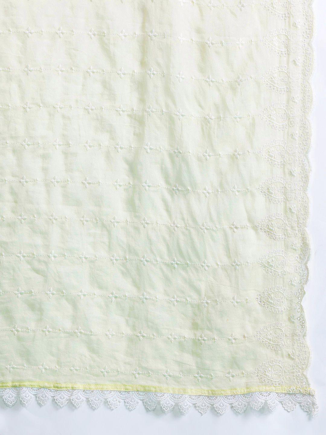 Floral Embroidered Thread Work Pure Cotton Kurta With Trousers & Dupatta