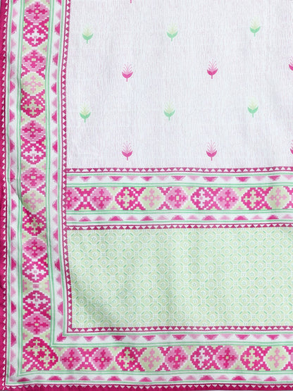 Floral Printed Pure Cotton Kurta with Trousers & Dupatta