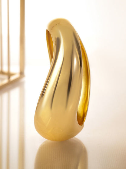 Dhiyona RJ Women's 18K Gold-Plated Sculptural Wave Design Bold Statement Luxe Bracele