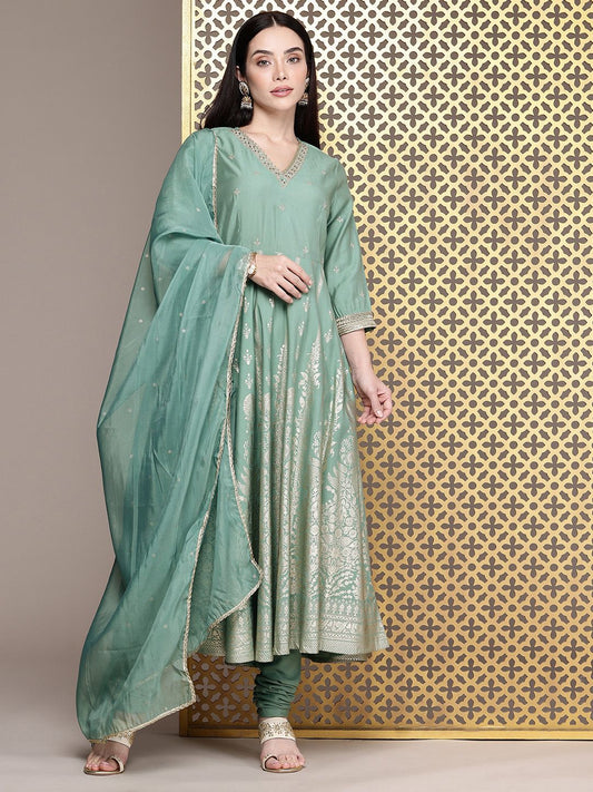 Dhiyona PD Women Floral Printed Jashn Kurta with Churidar & With Dupatta